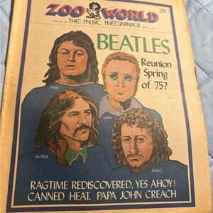 Vintage Zoo World Beatles Magazine Cover Reunion Spring 1975 April 11, 1974 #56